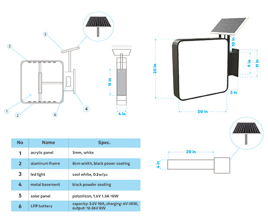 "Solaris" Acrylic Light Box - With Solar Panel